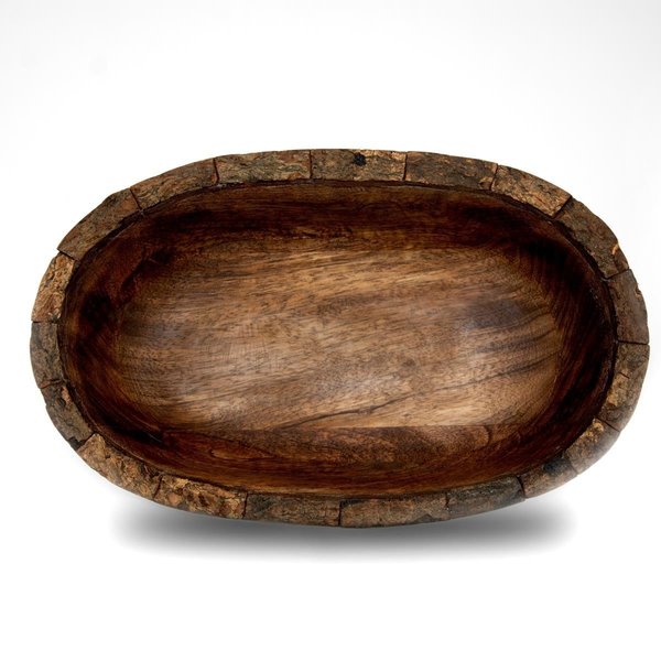 Heritage Lace 10 x 6.5 x 2.75 in. Artisan Wood Oval Bowl, Brown BK-004